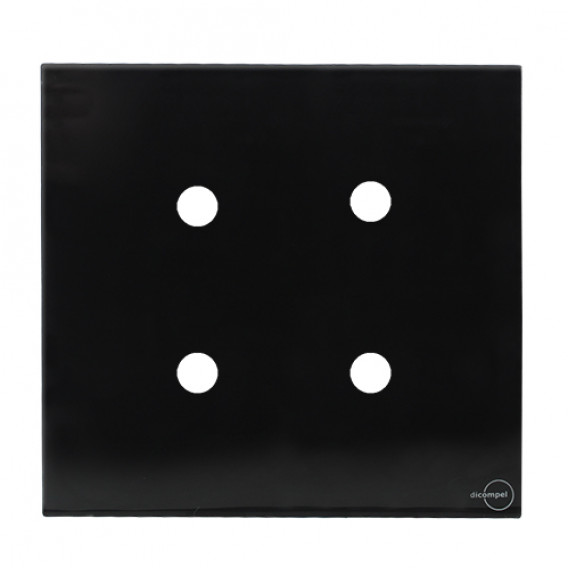 Placa p/ 4 Furos 4x4 - Novara Glass Preto Brilhante
